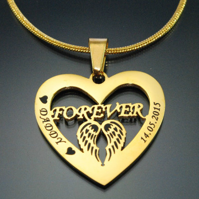 Personalised Angel in My Heart Necklace - 18ct Gold Plated - Handcrafted & Custom-Made