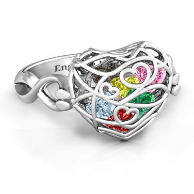 Encased in Love Caged Hearts Ring with Infinity Band - Handcrafted & Custom-Made