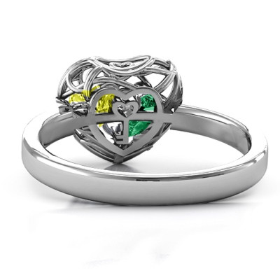 Encased in Love Petite Caged Hearts Ring with Classic Band - Handcrafted & Custom-Made