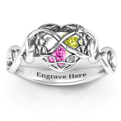 My Infinite Love Caged Hearts Ring - Handcrafted & Custom-Made