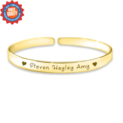 Personalised 8mm Endless Bangle - 18ct Gold Plated - Handcrafted & Custom-Made