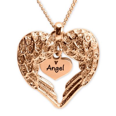 Personalised Angels Heart Necklace with Heart Insert - 18ct Rose Gold - Handcrafted & Custom-Made