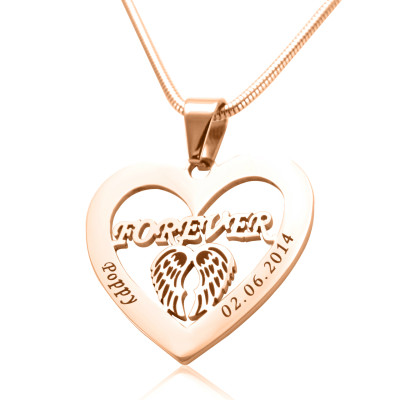 Personalised Angel in My Heart Necklace - 18ct Rose Gold Plated - Handcrafted & Custom-Made
