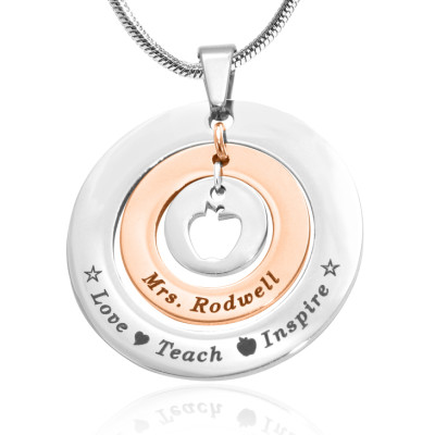 Personalised Circles of Love Necklace Teacher - TWO TONE - Rose Gold  Silver - Handcrafted & Custom-Made