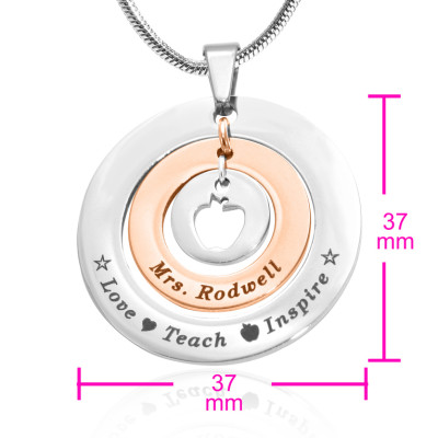Personalised Circles of Love Necklace Teacher - TWO TONE - Rose Gold  Silver - Handcrafted & Custom-Made
