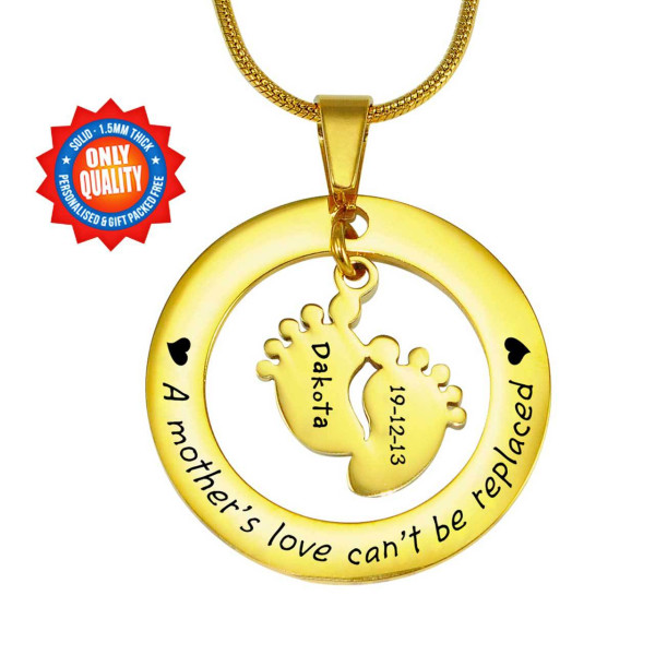 Personalised Cant Be Replaced Necklace - Single Feet 18mm - 18ct Gold Plated - Handcrafted & Custom-Made