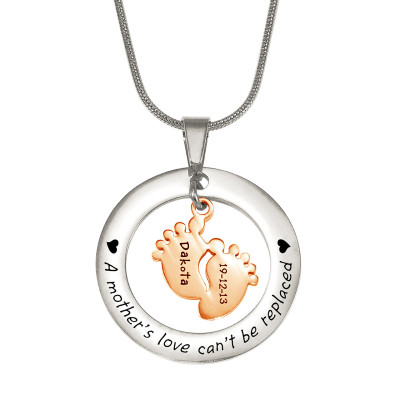 Personalised Cant Be Replaced Necklace - Single Feet 18mm - Two Tone - 18ct Rose Gold Plated - Handcrafted & Custom-Made