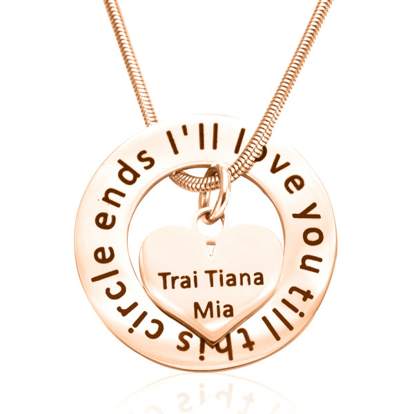 Personalised Circle My Heart Necklace - 18ct Rose Gold Plated - Handcrafted & Custom-Made