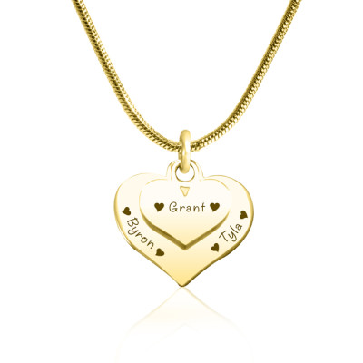 Personalised Double Heart Necklace - 18ct Gold Plated - Handcrafted & Custom-Made