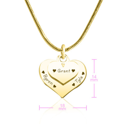 Personalised Double Heart Necklace - 18ct Gold Plated - Handcrafted & Custom-Made