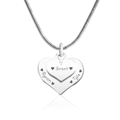 Personalised Double Heart Necklace - Sterling Silver - Handcrafted & Custom-Made
