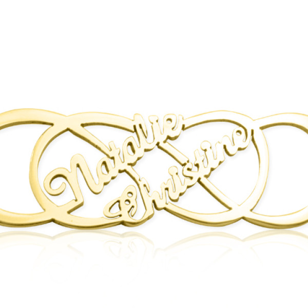 Personalised Infinity X Infinity Name Necklace - 18ct Gold Plated - Handcrafted & Custom-Made