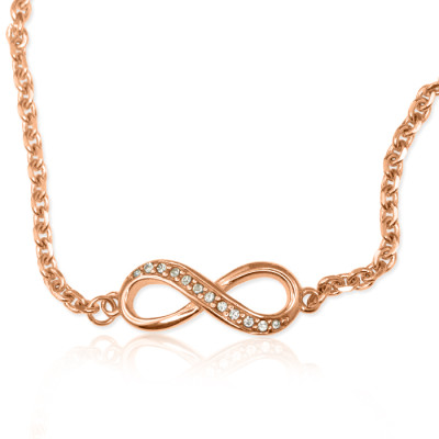 Personalised  Crystal Infinity Bracelet/Anklet - 18ct Rose Gold Plated - Handcrafted & Custom-Made