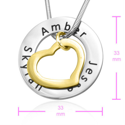 Personalised Heart Washer Necklace - TWO TONE - Gold  Silver - Handcrafted & Custom-Made
