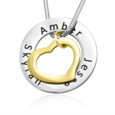 Personalised Heart Washer Necklace - TWO TONE - Gold  Silver - Handcrafted & Custom-Made