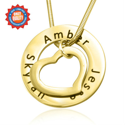 Personalised Heart Washer Necklace - 18ct GOLD Plated - Handcrafted & Custom-Made