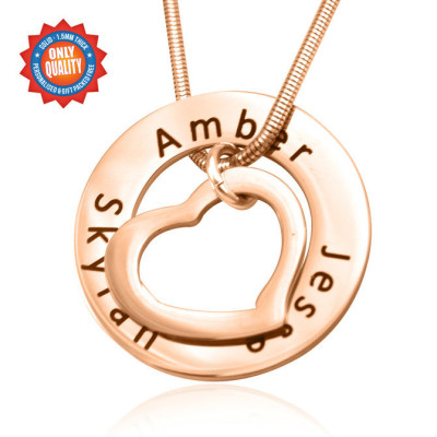 Personalised Heart Washer Necklace - 18ct Rose Gold Plated - Handcrafted & Custom-Made