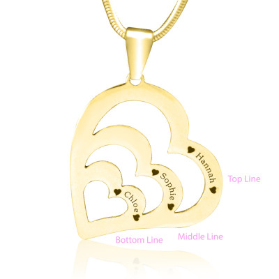 Personalised Hearts of Love Necklace - 18ct Gold Plated - Handcrafted & Custom-Made
