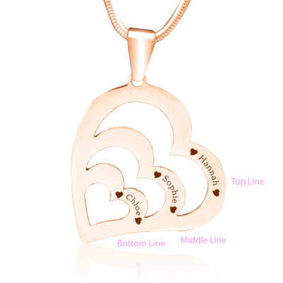 Personalised Hearts of Love Necklace - 18ct Rose Gold Plated - Handcrafted & Custom-Made