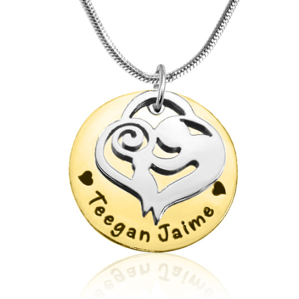 Personalised Mother's Disc Single Necklace - Two Tone - Gold  Silver - Handcrafted & Custom-Made