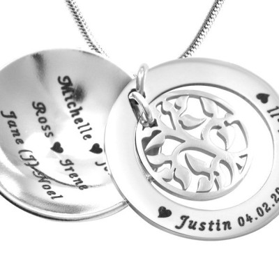 Personalised My Family Tree Dome Necklace - Sterling Silver - Handcrafted & Custom-Made