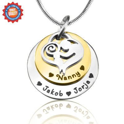 Personalised Mother's Disc Double Necklace - Two Tone - Gold  Silver - Handcrafted & Custom-Made