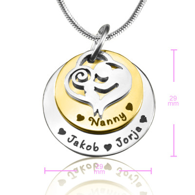 Personalised Mother's Disc Double Necklace - Two Tone - Gold  Silver - Handcrafted & Custom-Made