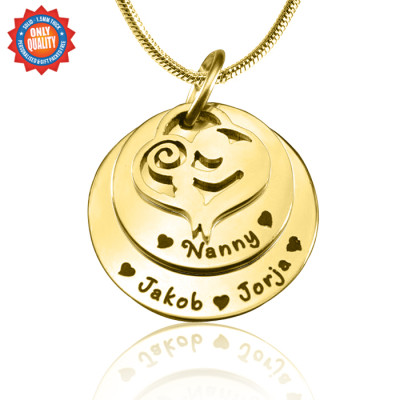 Personalised Mother's Disc Double Necklace - 18ct Gold Plated - Handcrafted & Custom-Made