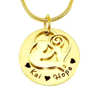 Personalised Mother's Disc Single Necklace - 18ct Gold Plated - Handcrafted & Custom-Made