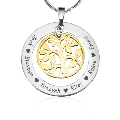 Personalised My Family Tree Necklace - Two Tone - Gold Tree - Handcrafted & Custom-Made