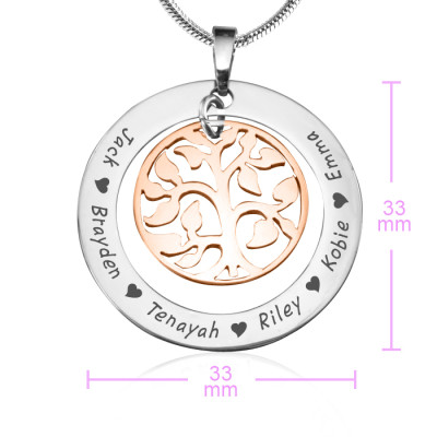 Personalised My Family Tree Necklace - Two Tone - Rose Gold Tree - Handcrafted & Custom-Made