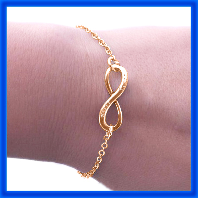 Personalised Classic  Infinity Bracelet/Anklet - 18ct Rose Gold Plated - Handcrafted & Custom-Made