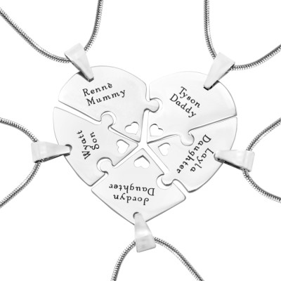 Personalised Penta Heart Puzzle - Five Personalised Necklaces - Handcrafted & Custom-Made