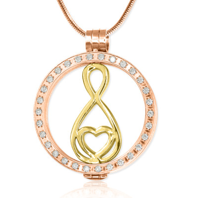 Personalised 18ct Rose Gold Plated Diamonte Necklace with Gold Infinity - Handcrafted & Custom-Made