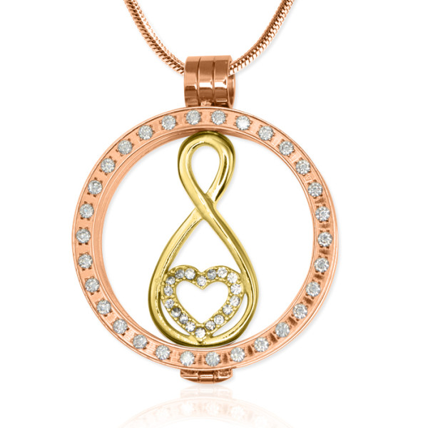 Personalised 18ct Rose Gold Plated Diamonte Necklace with Gold Infinity - Handcrafted & Custom-Made