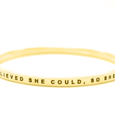 Personalised She Believed She Could Bangle 18ct Gold Plated - Handcrafted & Custom-Made