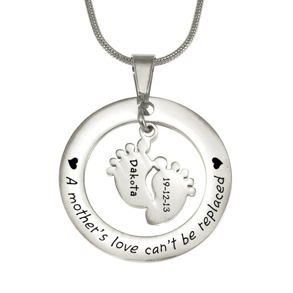 Personalised Cant Be Replaced Necklace - Single Feet 18mm - Sterling Silver - Handcrafted & Custom-Made