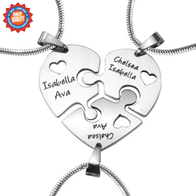 Personalised Triple Heart Puzzle - Three Personalised Necklaces - Handcrafted & Custom-Made