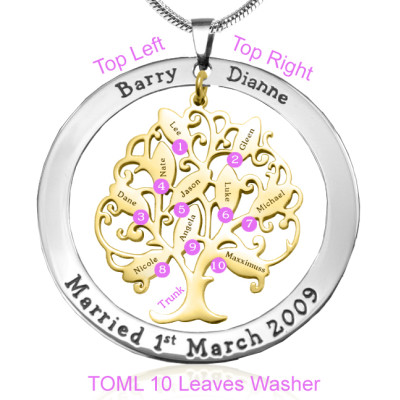 Personalised Tree of My Life Washer 10 - Two Tone - Gold Tree - Handcrafted & Custom-Made