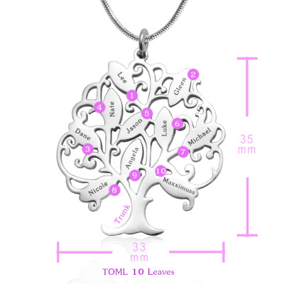 Personalised Tree of My Life Necklace 10 - Sterling Silver - Handcrafted & Custom-Made