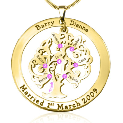 Personalised Tree of My Life Washer 7 - 18ct Gold Plated - Handcrafted & Custom-Made