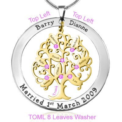 Personalised Tree of My Life Washer 8 - Two Tone - Gold Tree - Handcrafted & Custom-Made
