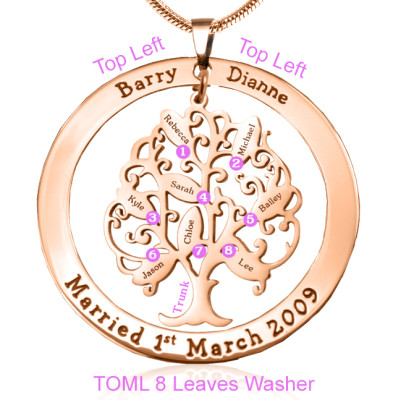 Personalised Tree of My Life Washer 8 - 18ct Rose Gold Plated - Handcrafted & Custom-Made