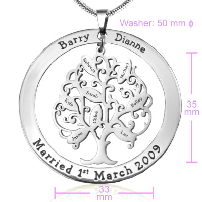 Personalised Tree of My Life Washer 8 - Sterling Silver - Handcrafted & Custom-Made
