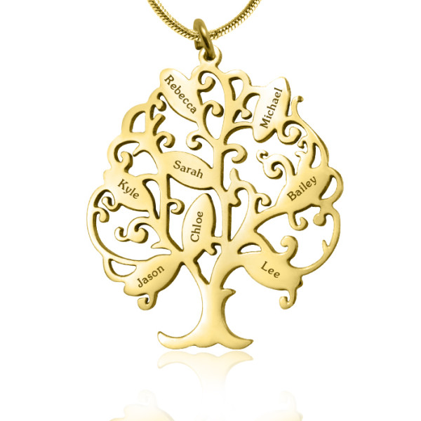 Personalised Tree of My Life Necklace 8 - 18ct Gold Plated - Handcrafted & Custom-Made