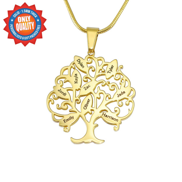 Personalised Tree of My Life Necklace 9 - 18ct Gold Plated - Handcrafted & Custom-Made