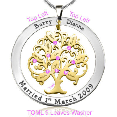 Personalised Tree of My Life Washer 9 - Two Tone - Gold Tree - Handcrafted & Custom-Made