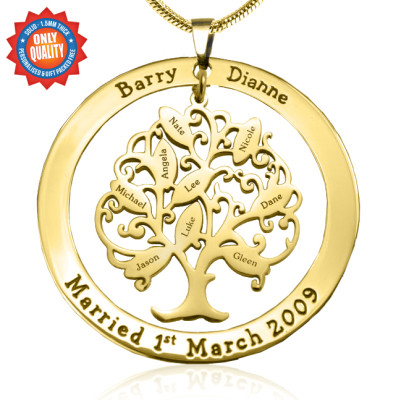 Personalised Tree of My Life Washer 9 - 18ct Gold Plated - Handcrafted & Custom-Made