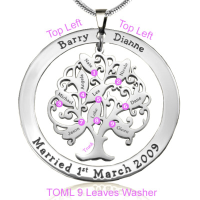 Personalised Tree of My Life Washer 9 - Sterling Silver - Handcrafted & Custom-Made