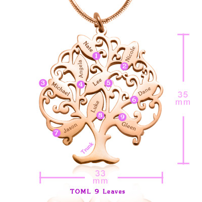 Personalised Tree of My Life Necklace 9 - 18ct Rose Gold Plated - Handcrafted & Custom-Made